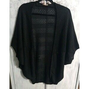 Easel Wide Sleeve Open Cardigan Black Large Boho Feminine Cottage Core